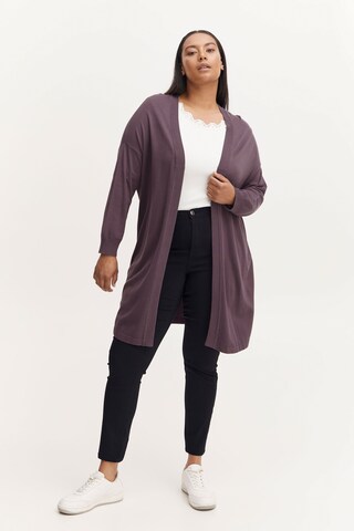 Fransa Curve Knit Cardigan 'BLUME' in Purple