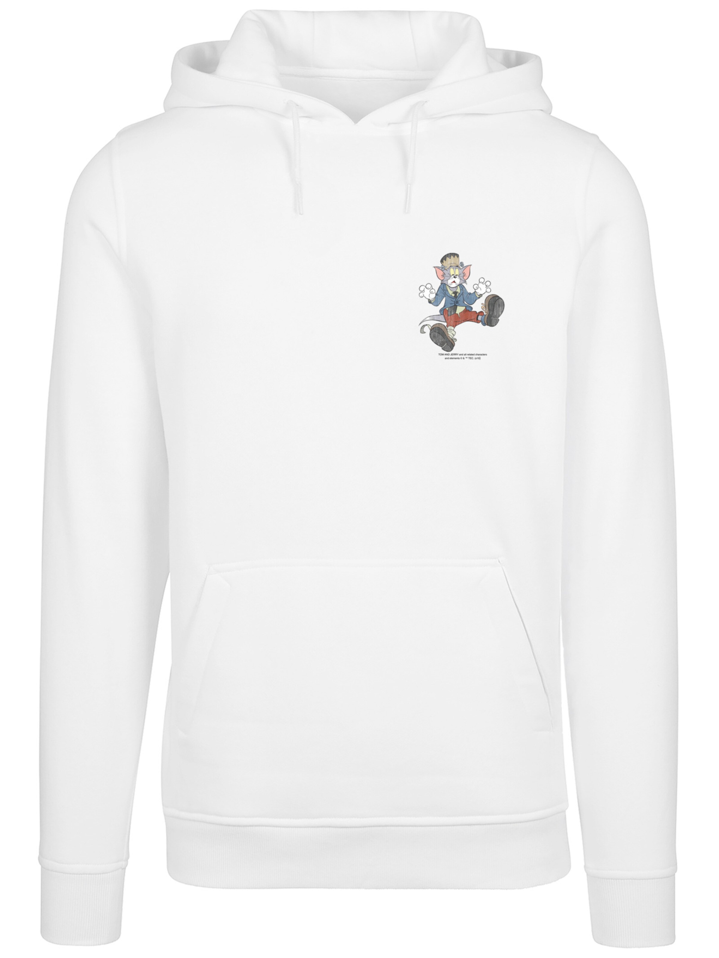 F4NT4STIC Sweatshirt 'Tom And Jerry Faux Pocket Frankenstein Tom' in Weiß: Vorderseite