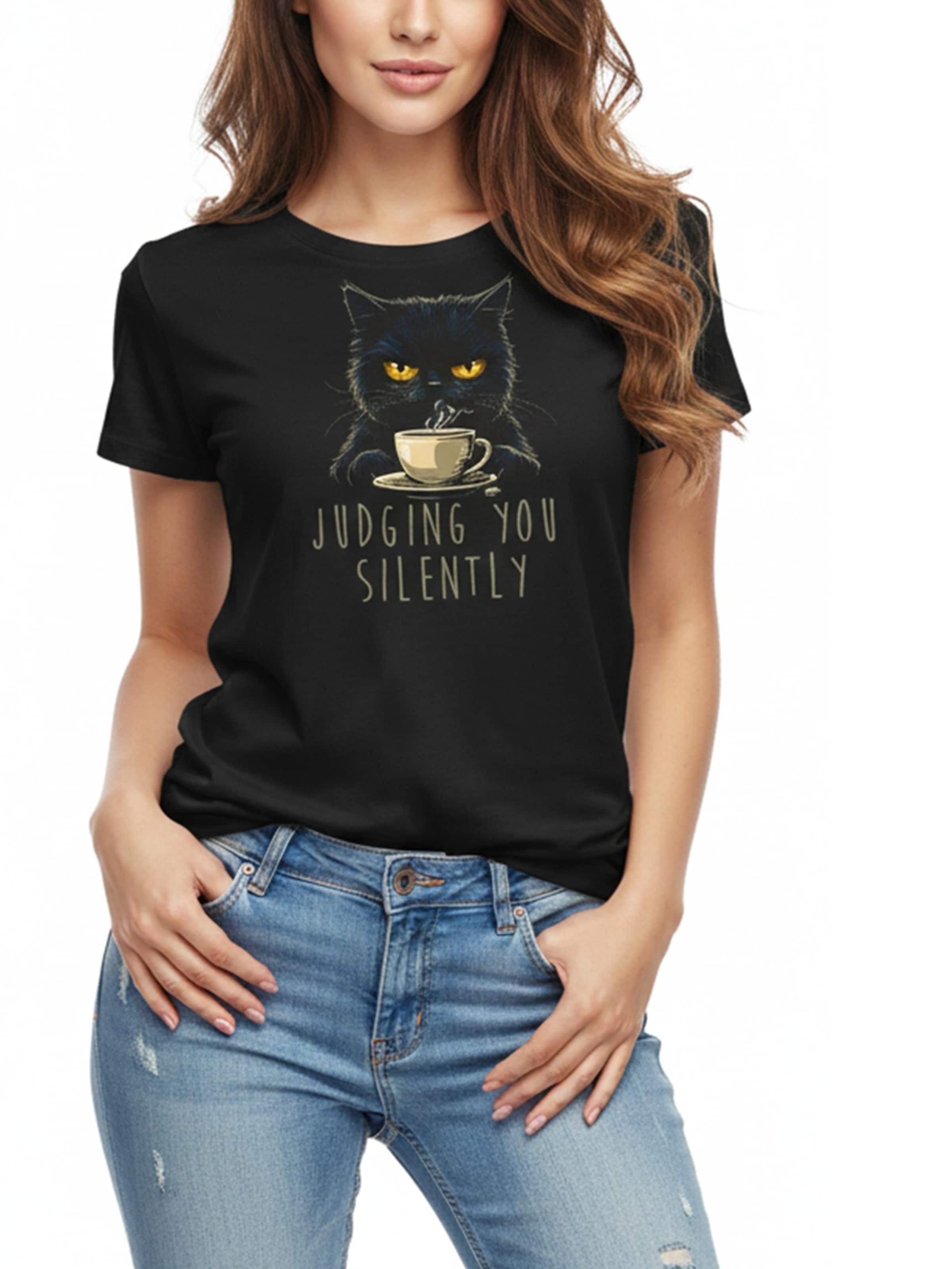 MAKAYA Shirt 'Cat Judging You' in Black
