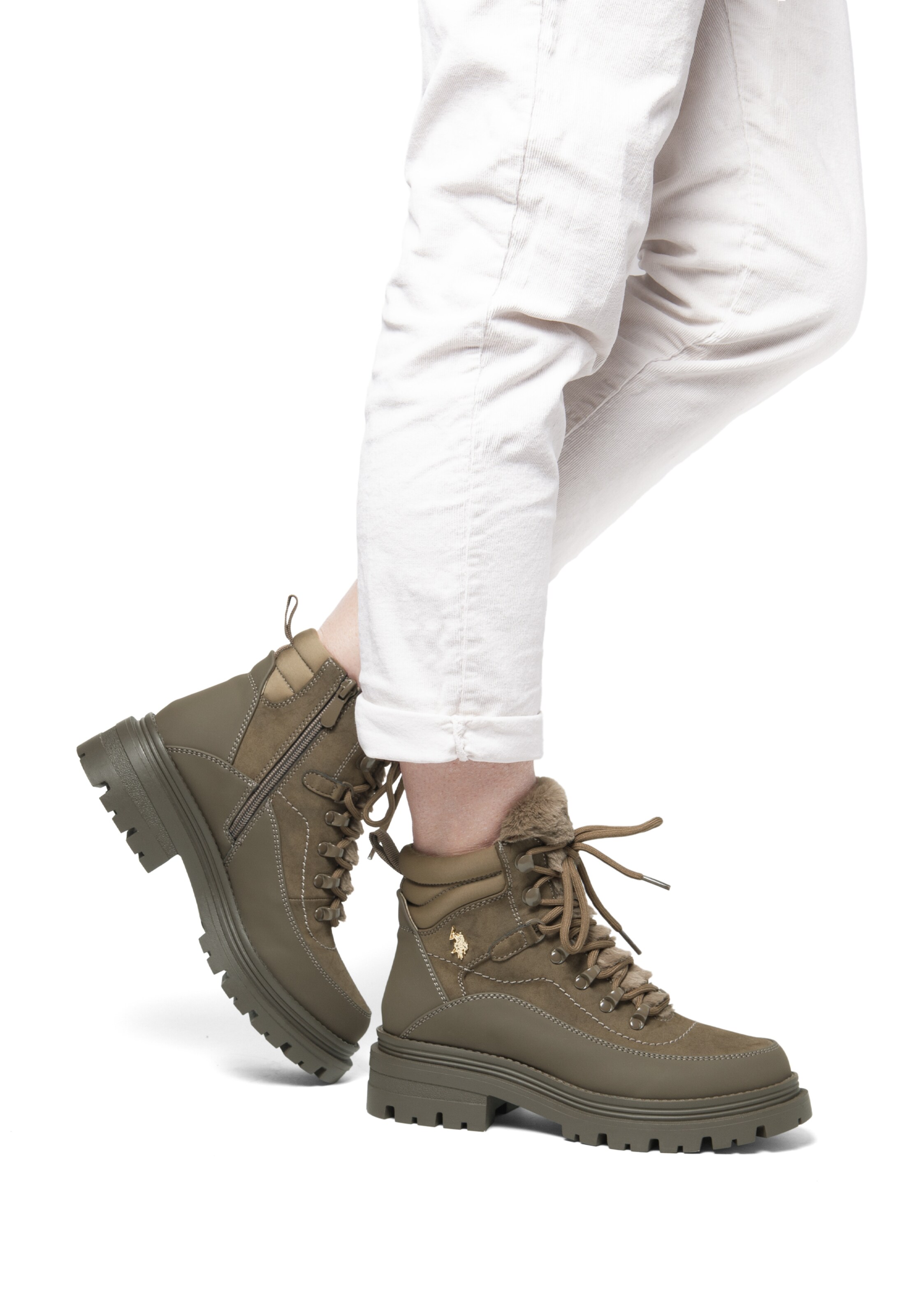 U.S. POLO ASSN. Lace-up bootie in Green: front