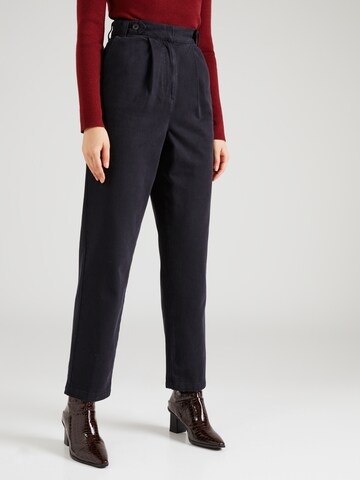 TOPSHOP Regular Pleat-Front Pants in Black: front