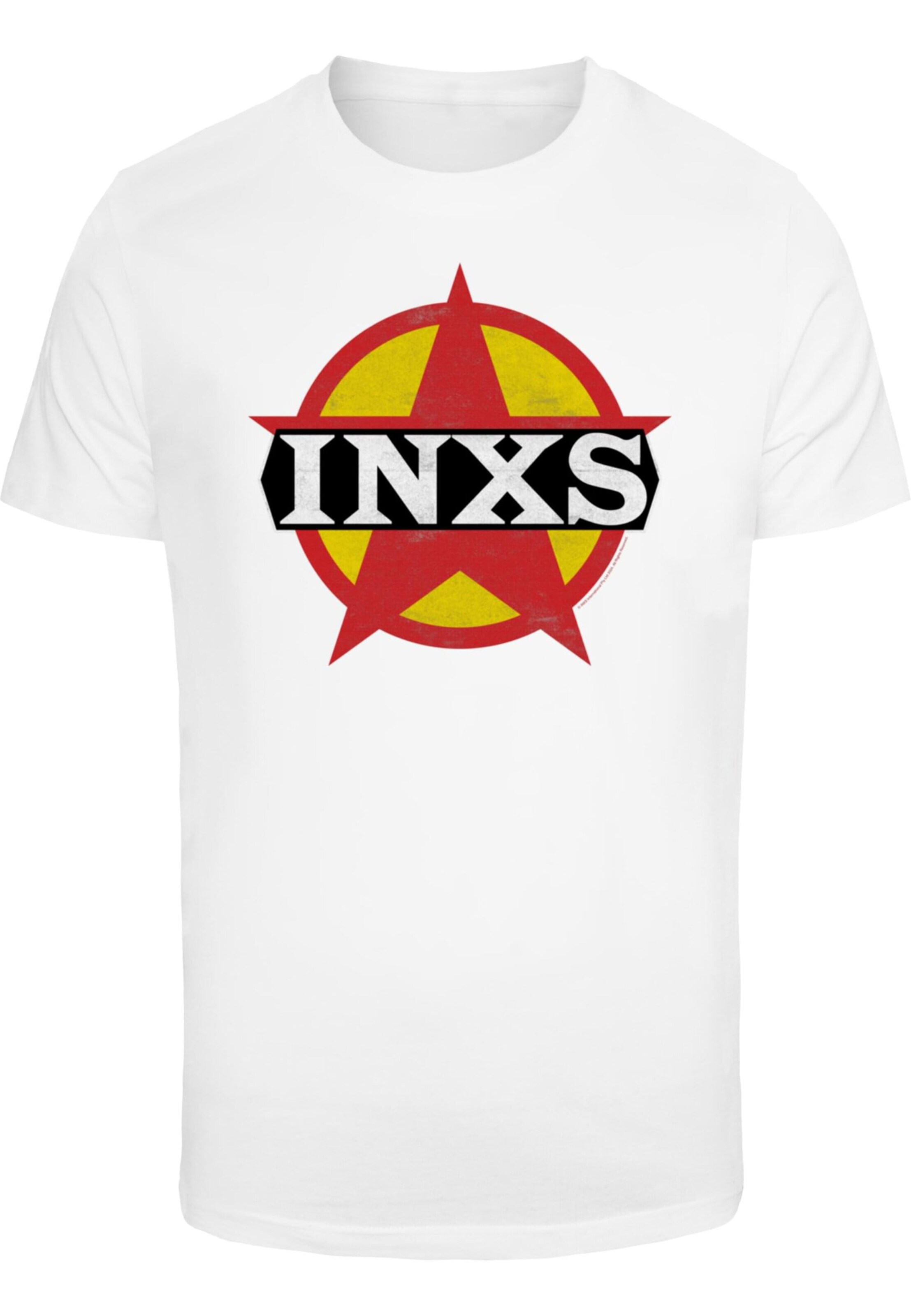 Merchcode Shirt 'INXS - Circle Star' in Wit: voorkant