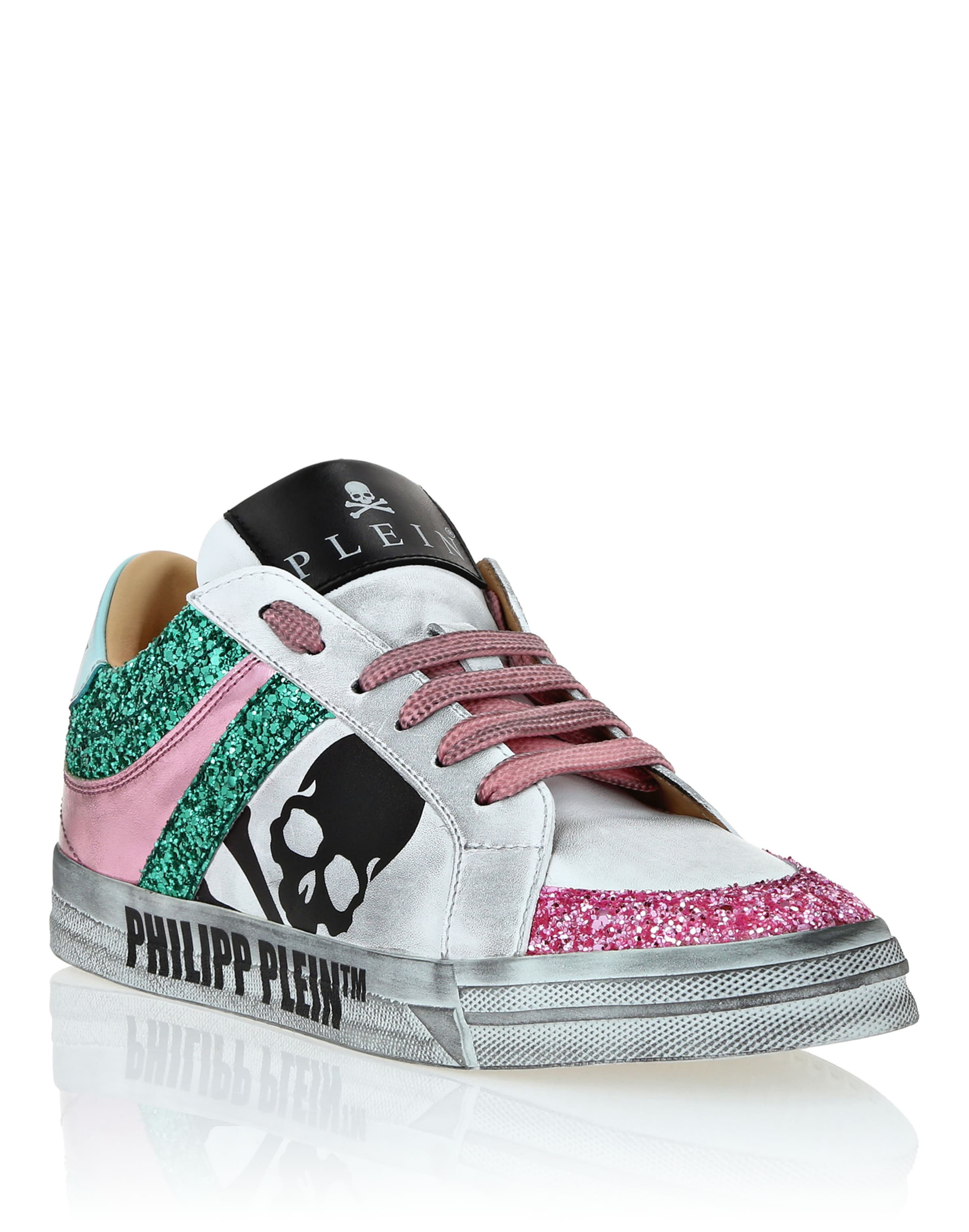 Philipp Plein Sneakers laag 'Skull' in Groen: voorkant