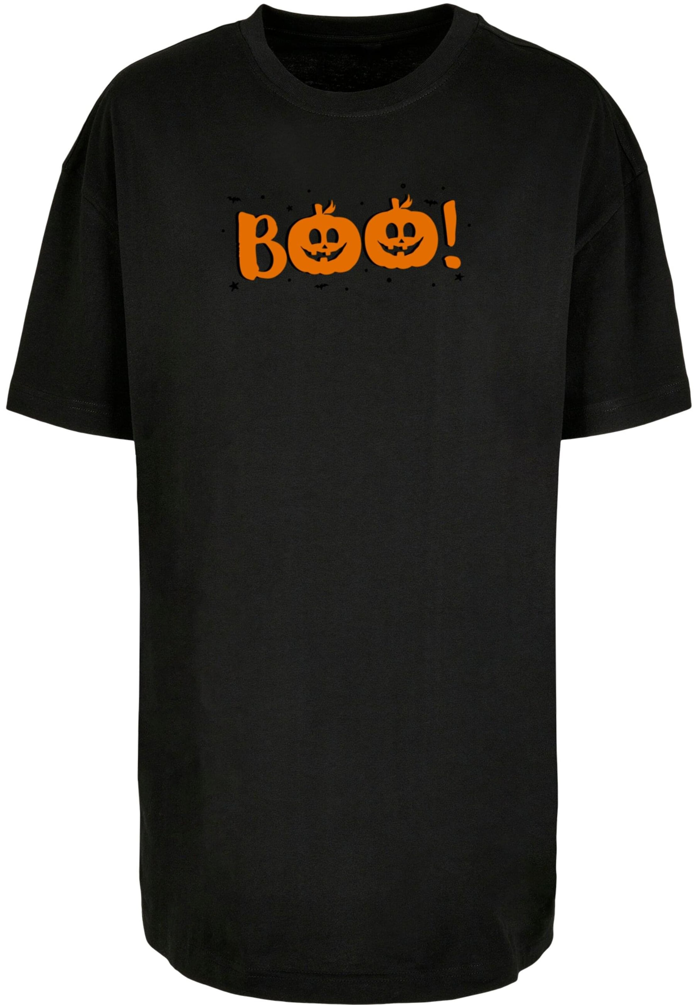 Merchcode T-Shirt 'Halloween - Boo Pumpkin' in Schwarz: Vorderseite