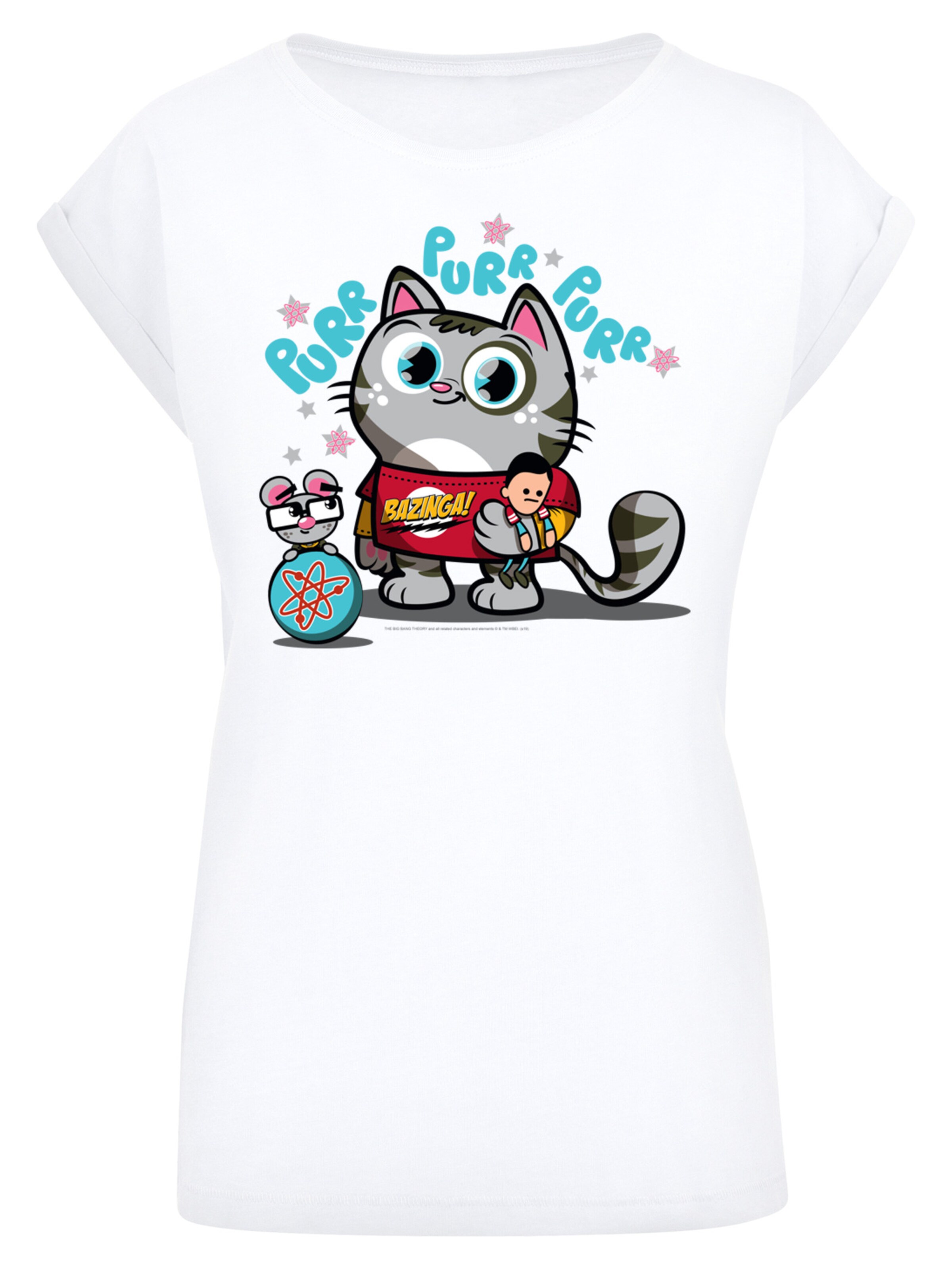F4NT4STIC T-Shirt 'Bazinga Kitty' in Weiß: Vorderseite