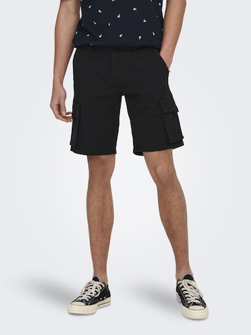 Only & Sons - regular Pantalón cargo en negro: frente