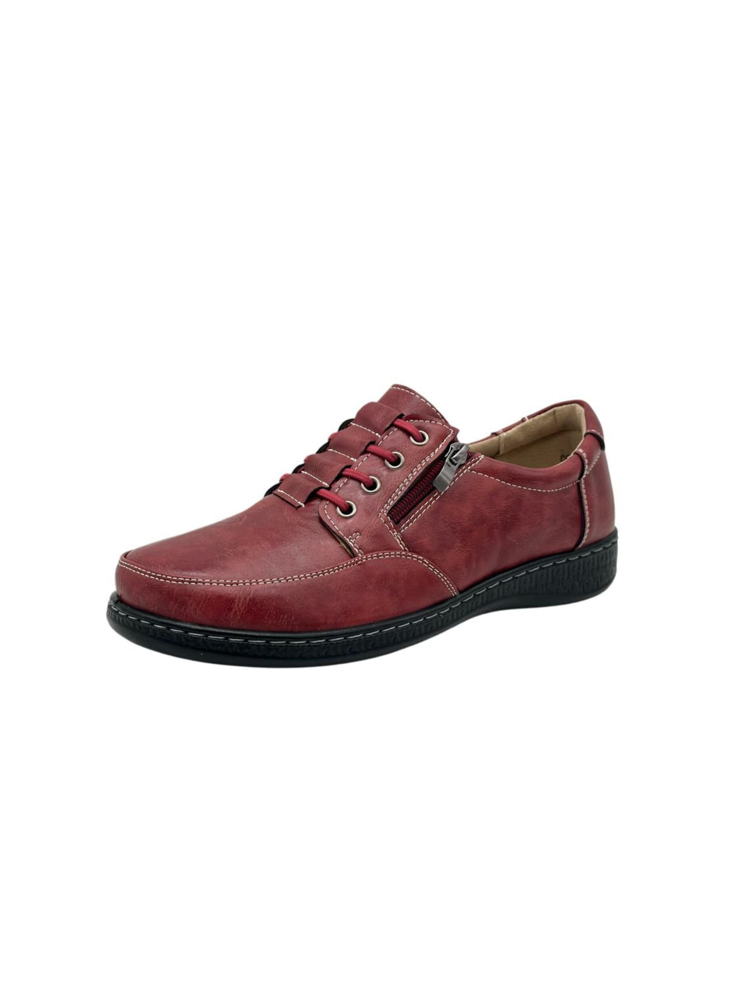 Nowaland Lace-Up Shoes 'Damen Komfort Halbschuhe mit Reißverschluss' in Red: front