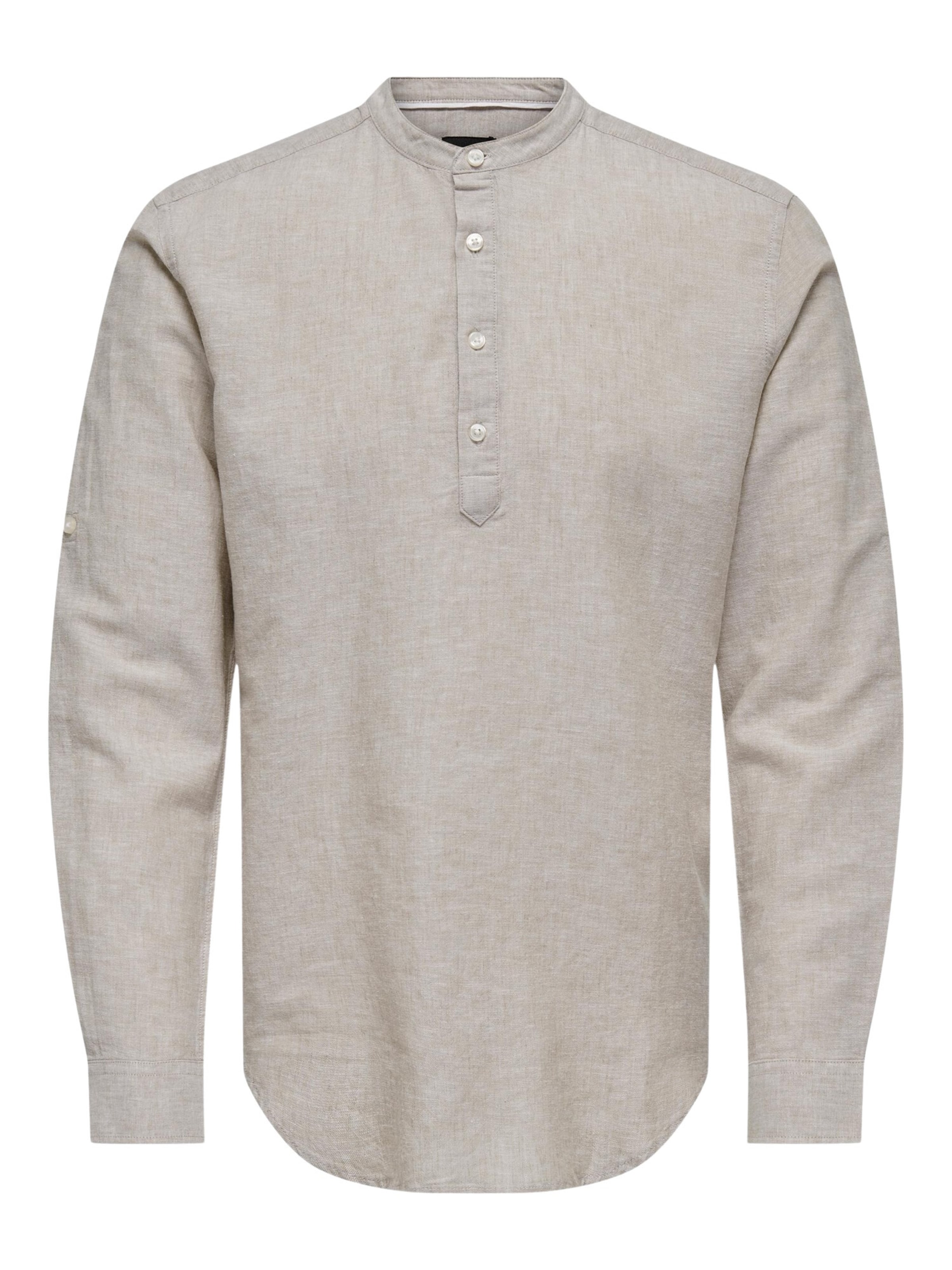 Only & Sons Slim Fit Риза 'Caiden' в бежово: отпред