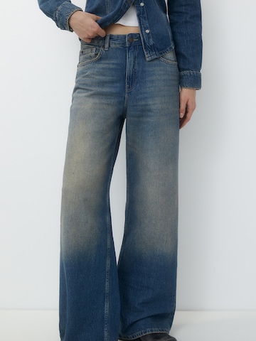 Pull&Bear Wide leg Jeans i blå: framsida