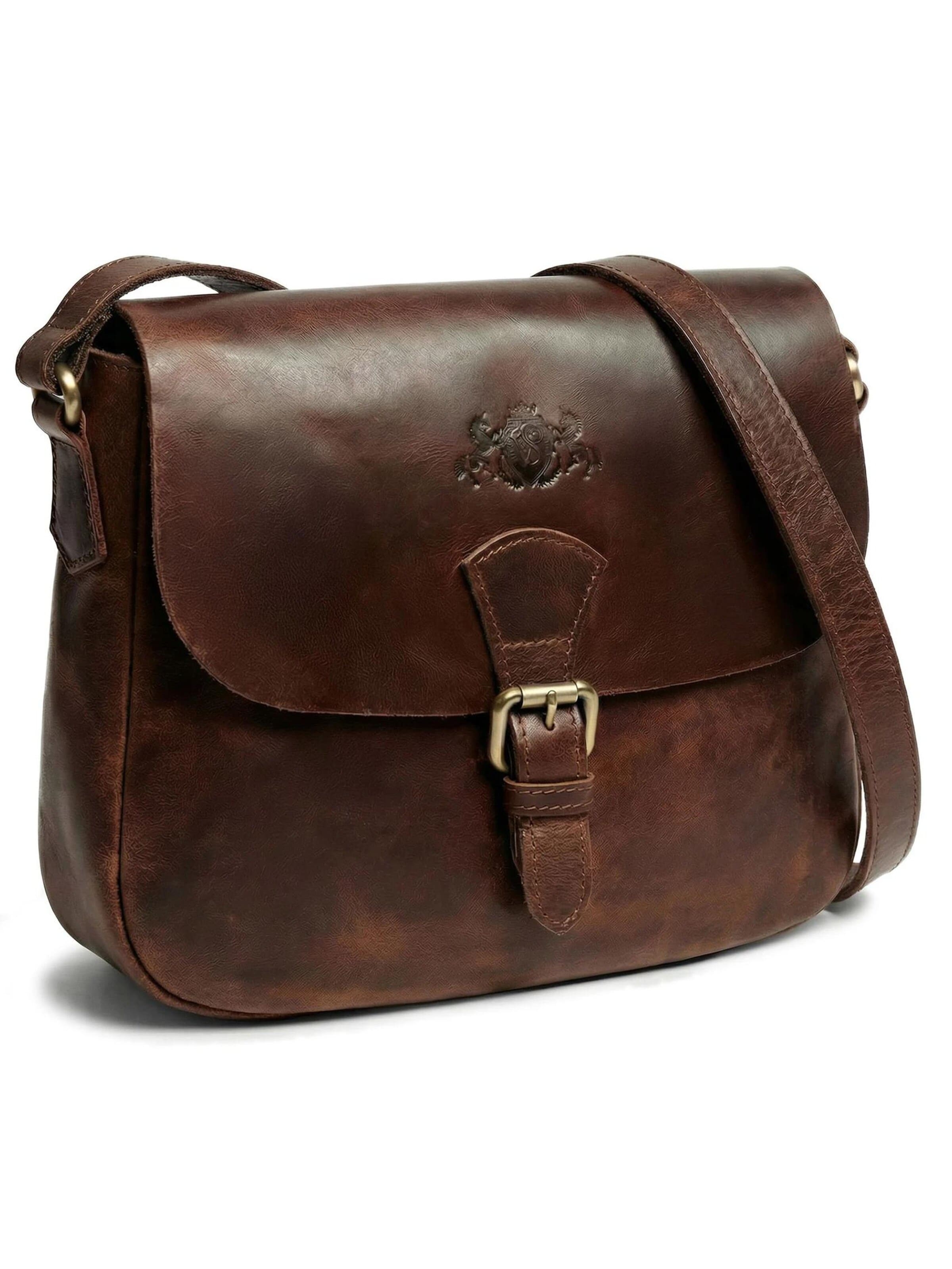 SID & VAIN Shoulder Bag 'Umhängetasche YALE echt Leder' in Brown: front