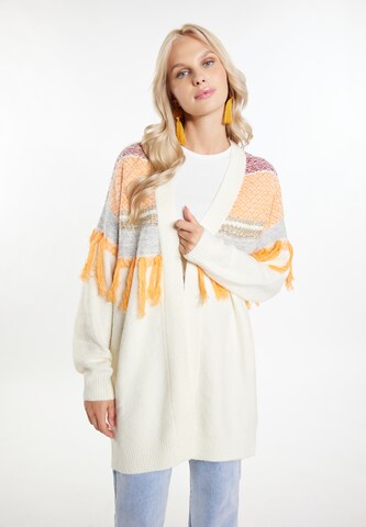 IZIA Knit cardigan 'Eyota' in White: front