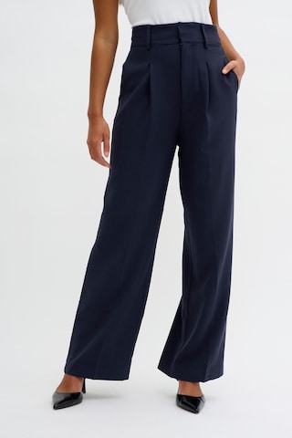 My Essential Wardrobe Wide leg Bandplooibroek in Blauw: voorkant