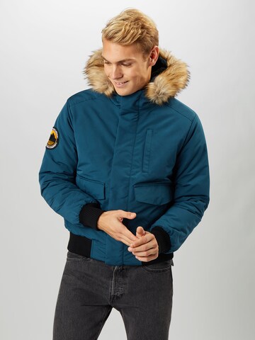 Superdry Regular fit Winterjas 'EVEREST' in Blauw: voorkant