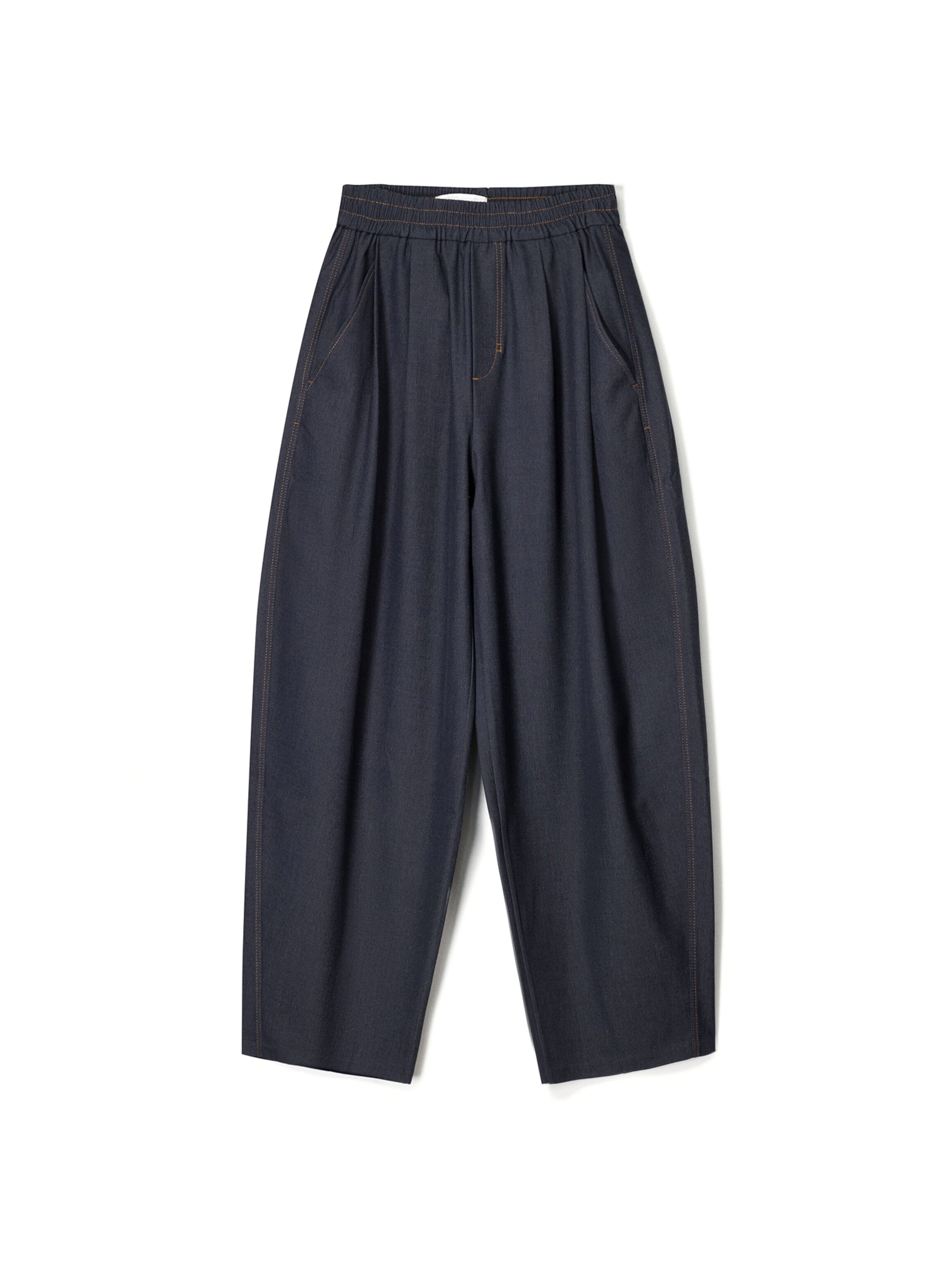 Bershka Wide leg Pleat-front trousers in Blue: front