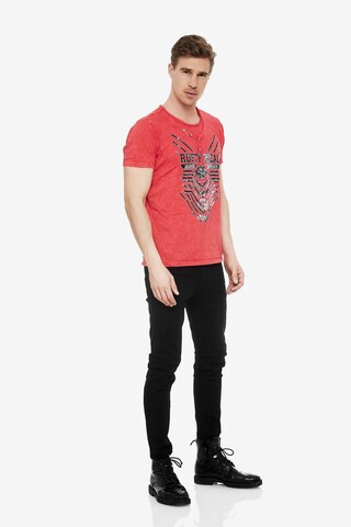 Rusty Neal T-Shirt Crewneck mit coolem Print in Rot