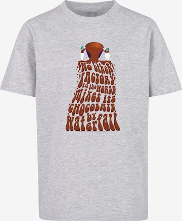ABSOLUTE CULT Shirt 'Willy Wonka - Chocolate Waterfall' in Grijs: voorkant