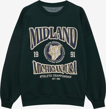 Pull&Bear Sweatshirt in Groen: voorkant