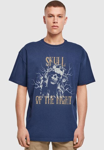 Merchcode T-Shirt 'Halloween - Skull Of The Night' in Blau: Vorderseite
