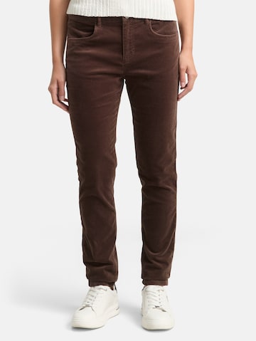 Skinny Pantalon 'Nela' TOM TAILOR DENIM en marron : devant