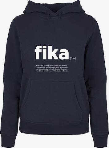 Mister Tee Plus Size Sweatshirt 'Fika Definition' in Blauw: voorkant