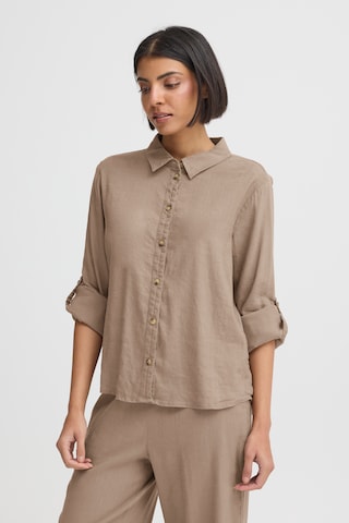 Chemisier 'PZLUCA' Pulz en marron : devant