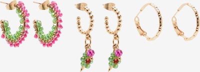 Pull&Bear Boucles d'oreilles en or / vert / rose, Vue avec produit