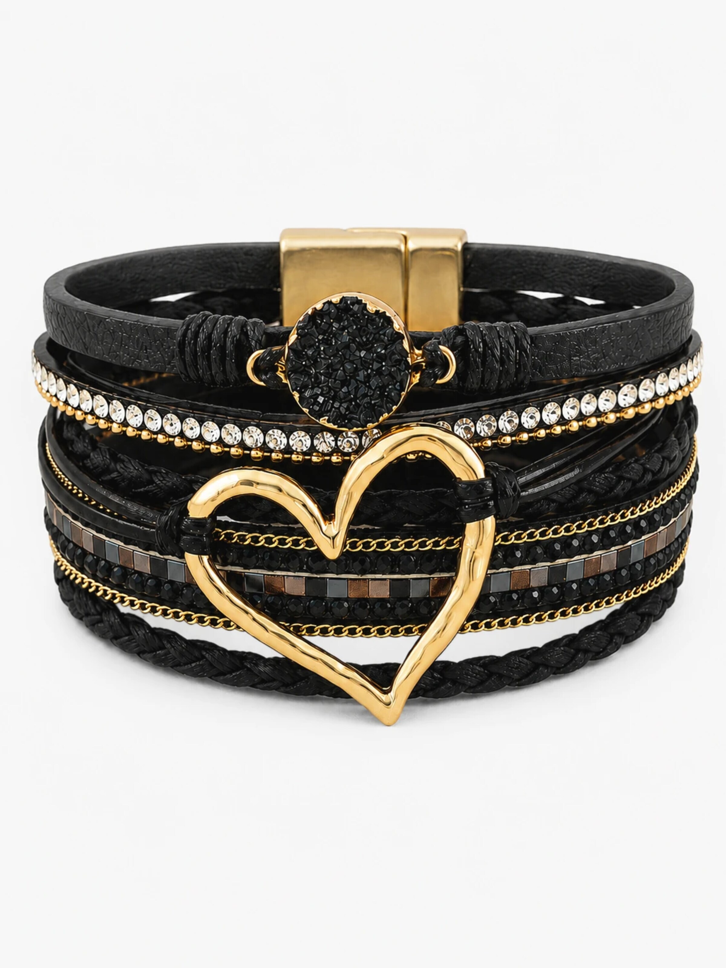 Braccialetto 'Wrap Bracelet "Heart"' di Alster Herz in nero: frontale