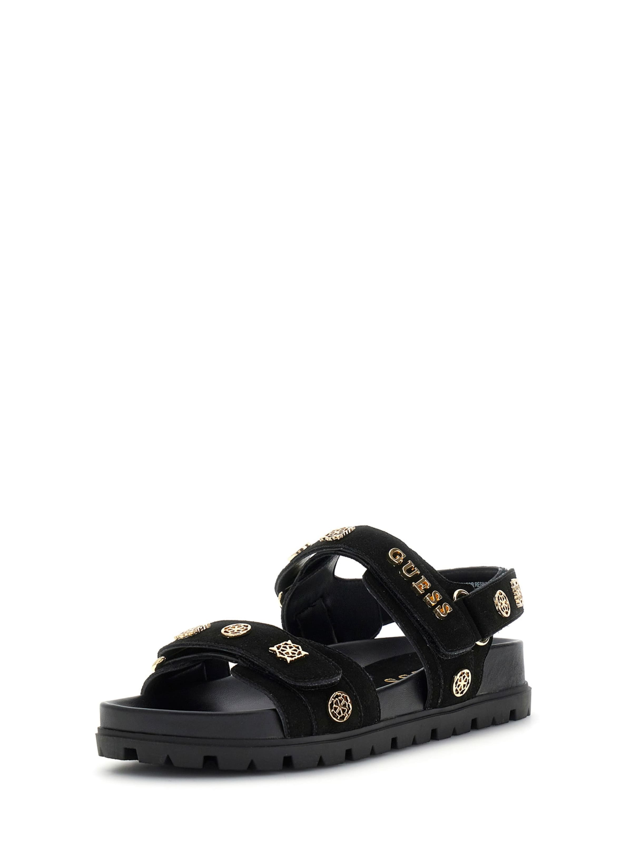 GUESS - Sandalias con hebilla 'FLORIZI' en negro: frente