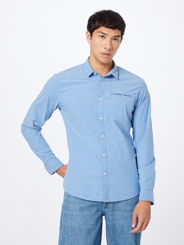 ESPRIT Slim fit Button Up Shirt in Blue: front