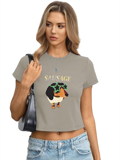 GORHEY Shirt 'Women's Summer Casual Print Shirt, Short-Sleeve Slim fit Basic Tee' in S/Regular in Grey, Item view