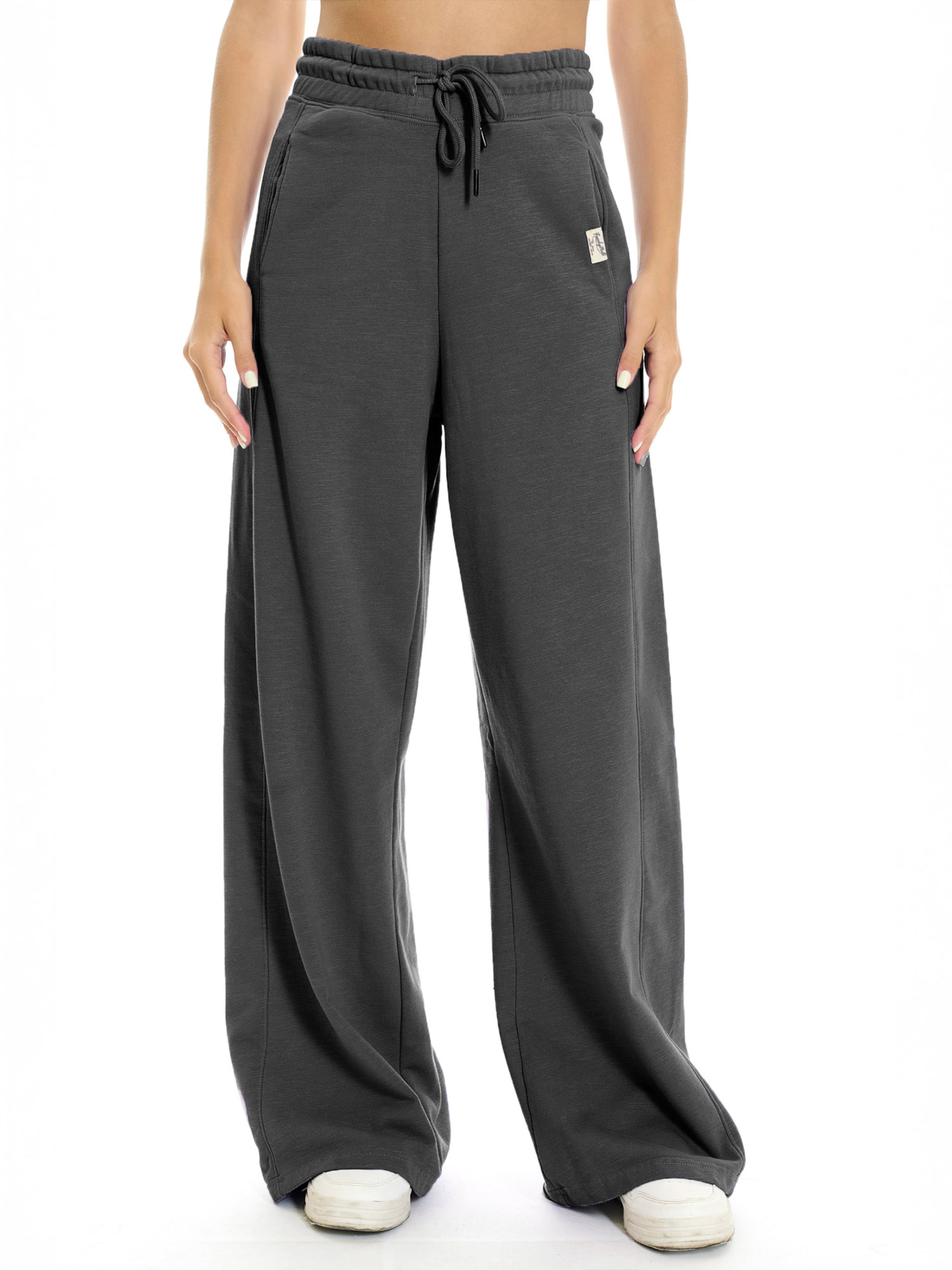 Wide Leg Pantalon Funky Buddha en gris : devant