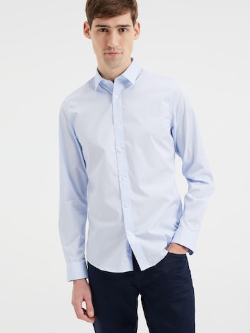 WE Fashion Slim fit Button Up Shirt in Blue