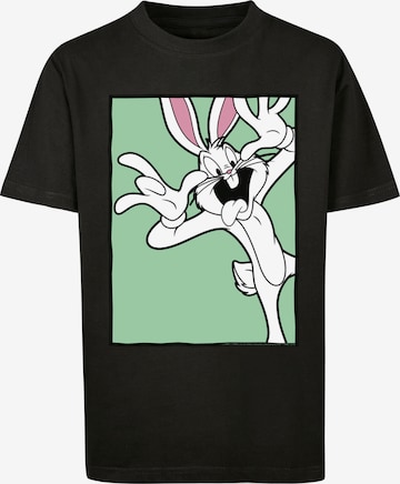 F4NT4STIC Shirt 'Looney Tunes Bugs Bunny Funny Face' in Zwart: voorkant