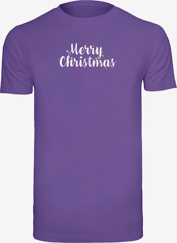 Maglietta 'Merry Christmas Lights' di Merchcode in lilla: frontale