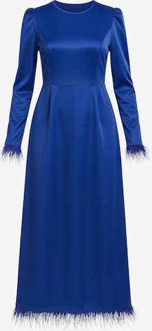 fashionshowcase Abendkleid 'Feather Grace' in Blau: Vorderseite