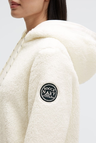 Soccx Hoodie aus Sherpa-Fleece mit Label Patch in Weiß