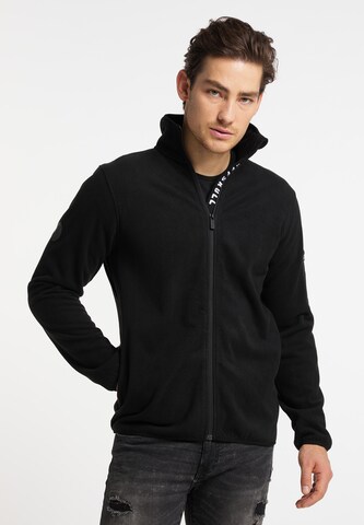 TUFFSKULL Fleece Jacket 'Threezy' in Black: front