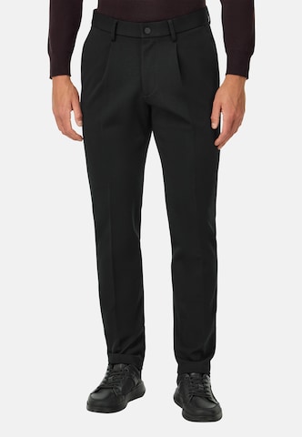 Boggi Milano Regular Pleat-front trousers 'B Tech' in Black: front