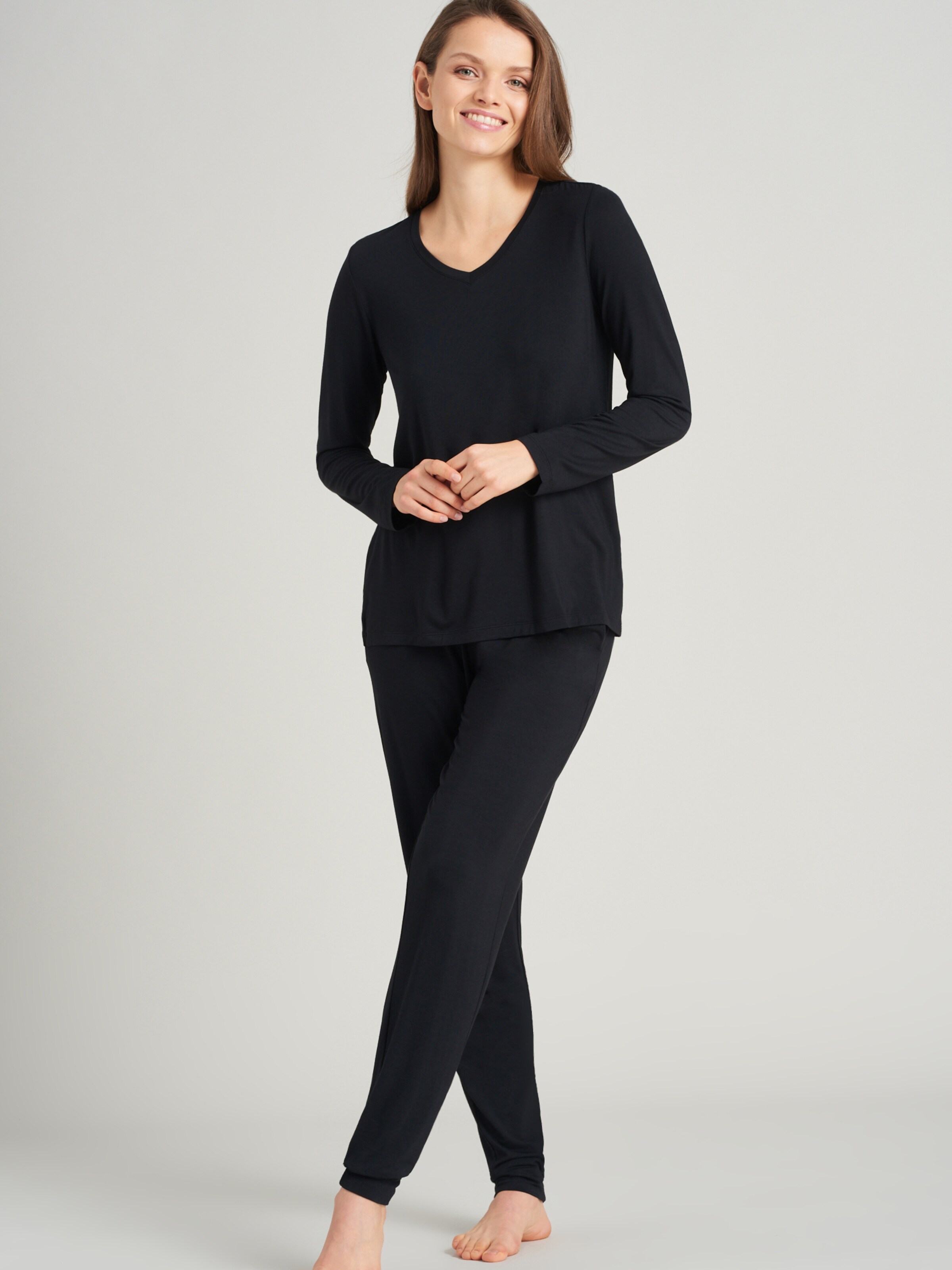 Frauen Wäsche SCHIESSER Pyjamaoberteil ' Mix+Relax ' in Schwarz - CP09958 Frauen Wäsche SCHIESSER Pyjamaoberteil ' Mix+Relax ' in Schwarz - CP09958
