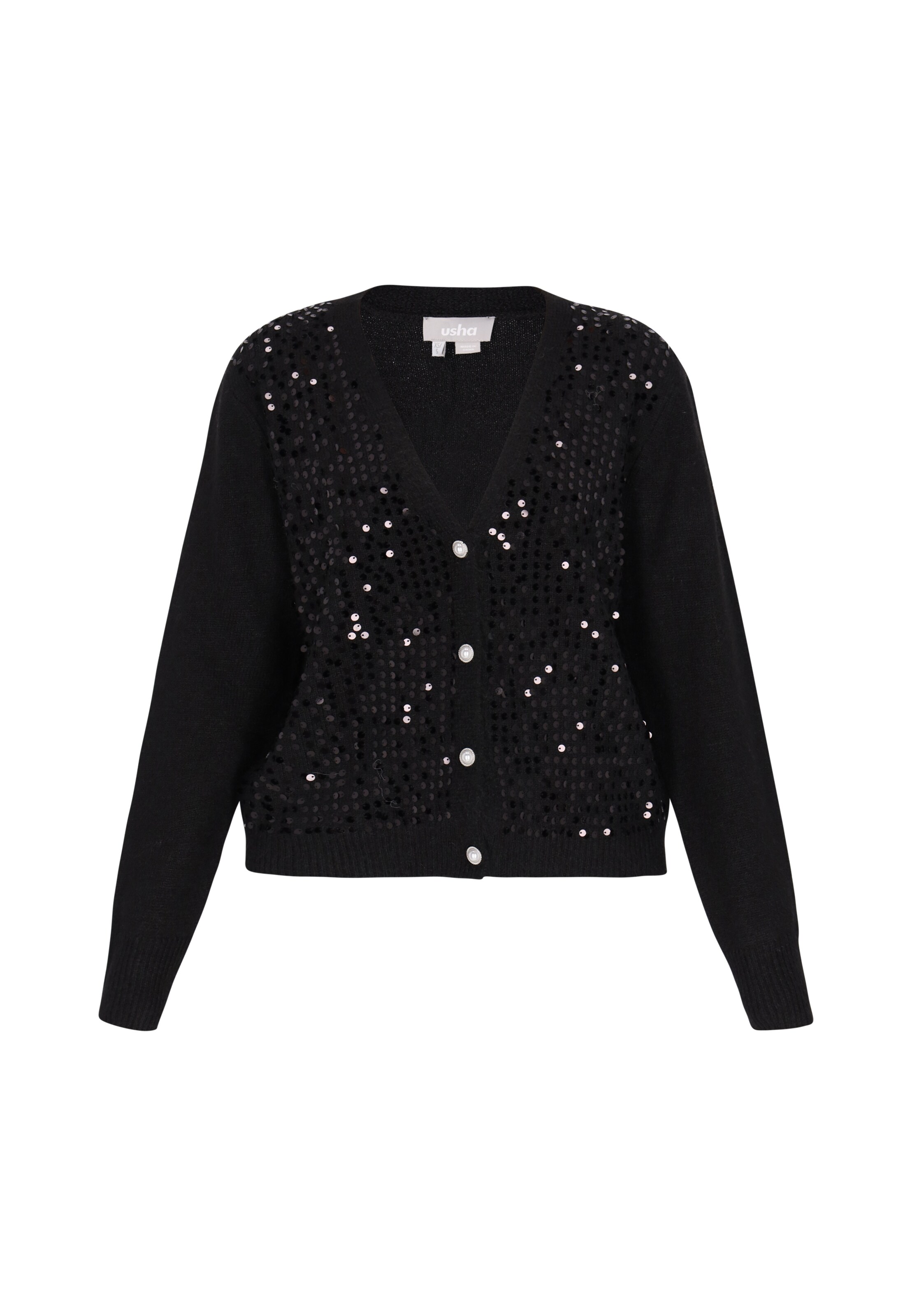 Usha Knit Cardigan in Black: front