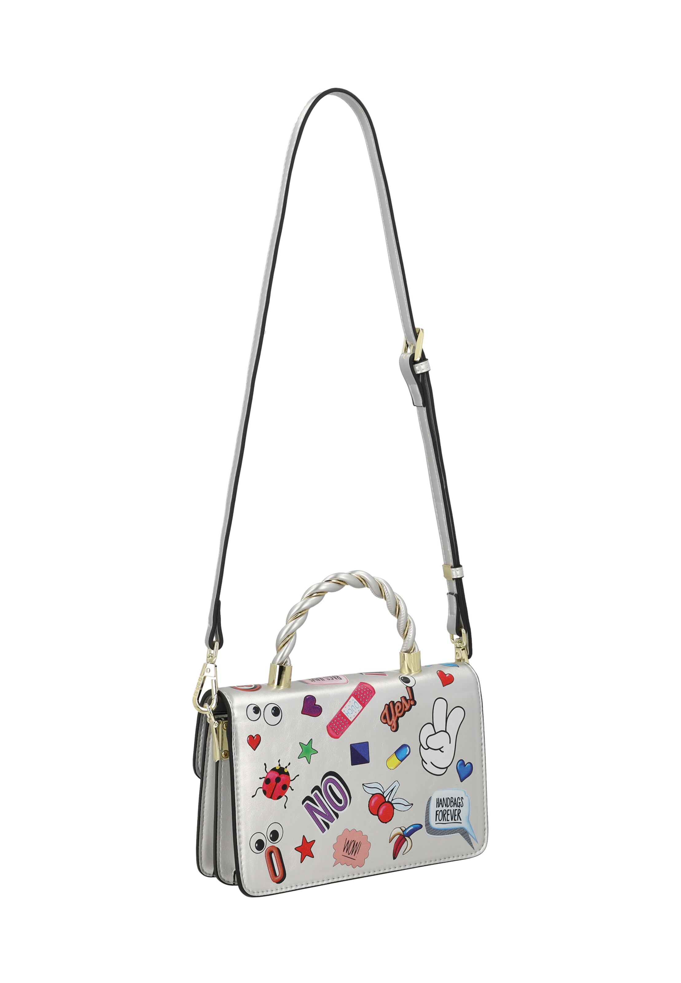 myMo Pop Handbag 'Pop Eyetheme' in Silver