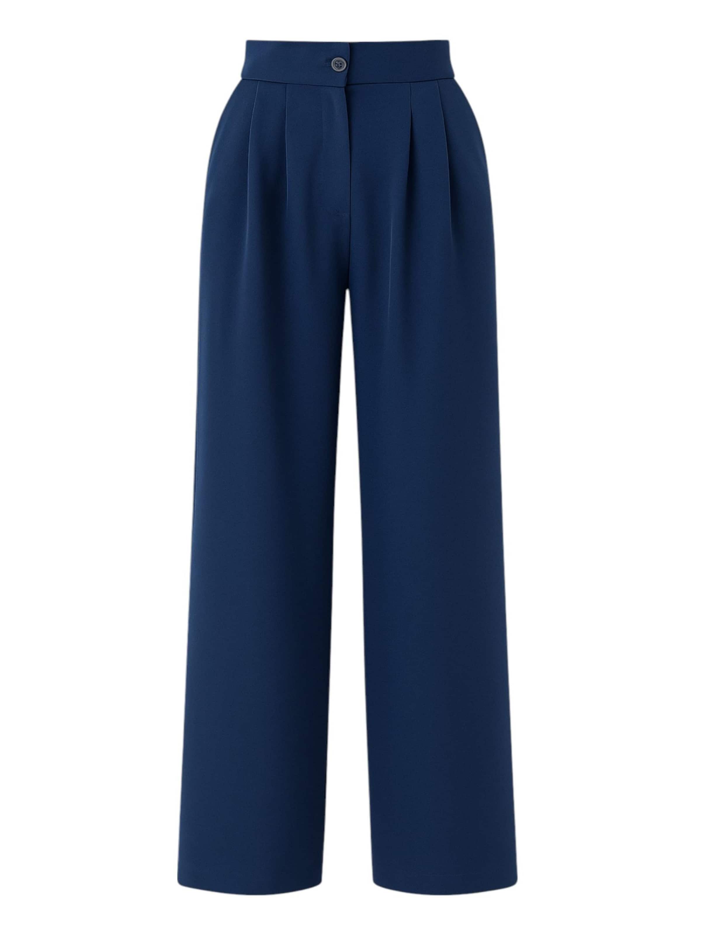 fashionshowcase - Pierna ancha Pantalón plisado 'ALYA' en azul: frente