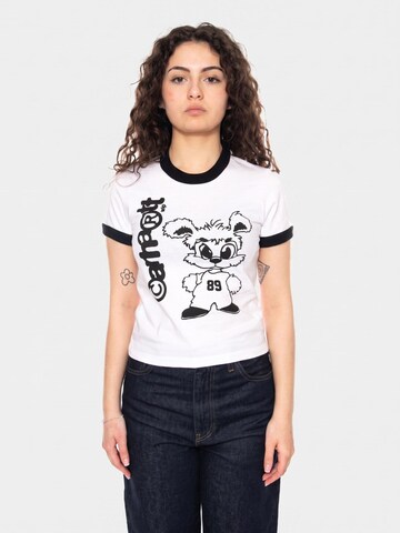 Carhartt WIP Koszulka 'W' S/S IP Ringer T-Shirt White / Black' w kolorze biały