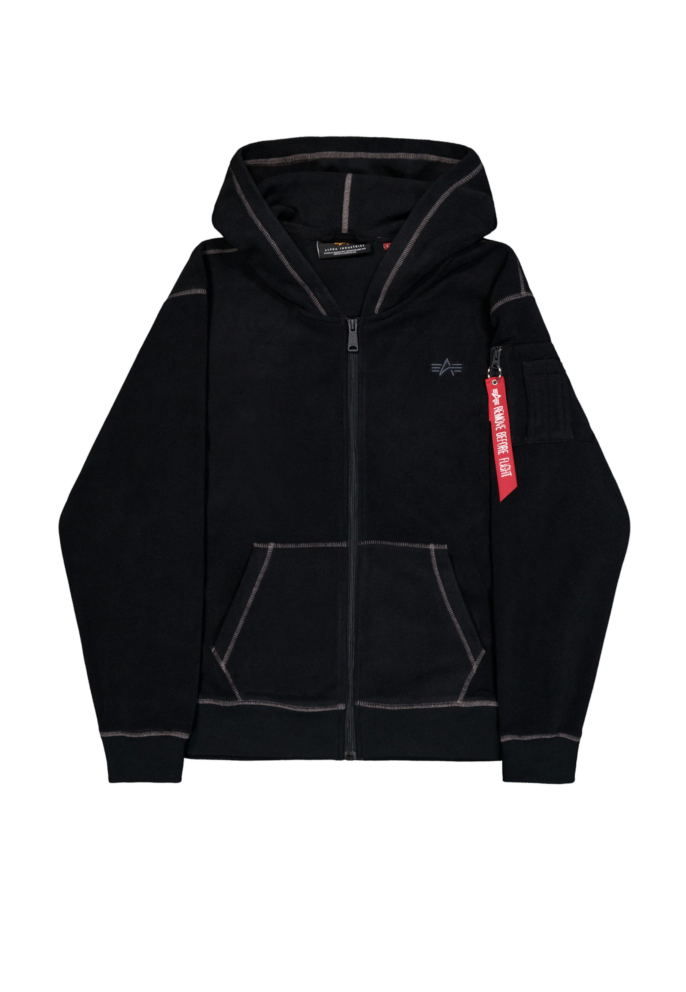 ALPHA INDUSTRIES Fleecejacke in Schwarz: Vorderseite