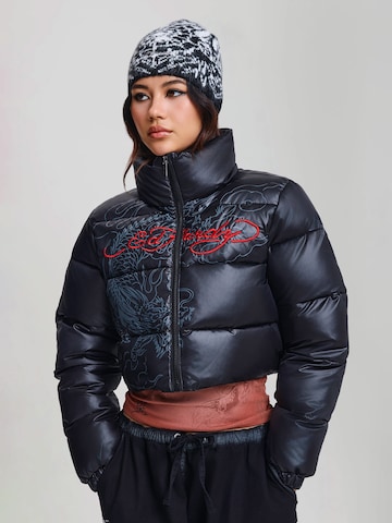 Ed Hardy Winterjas in Zwart: voorkant