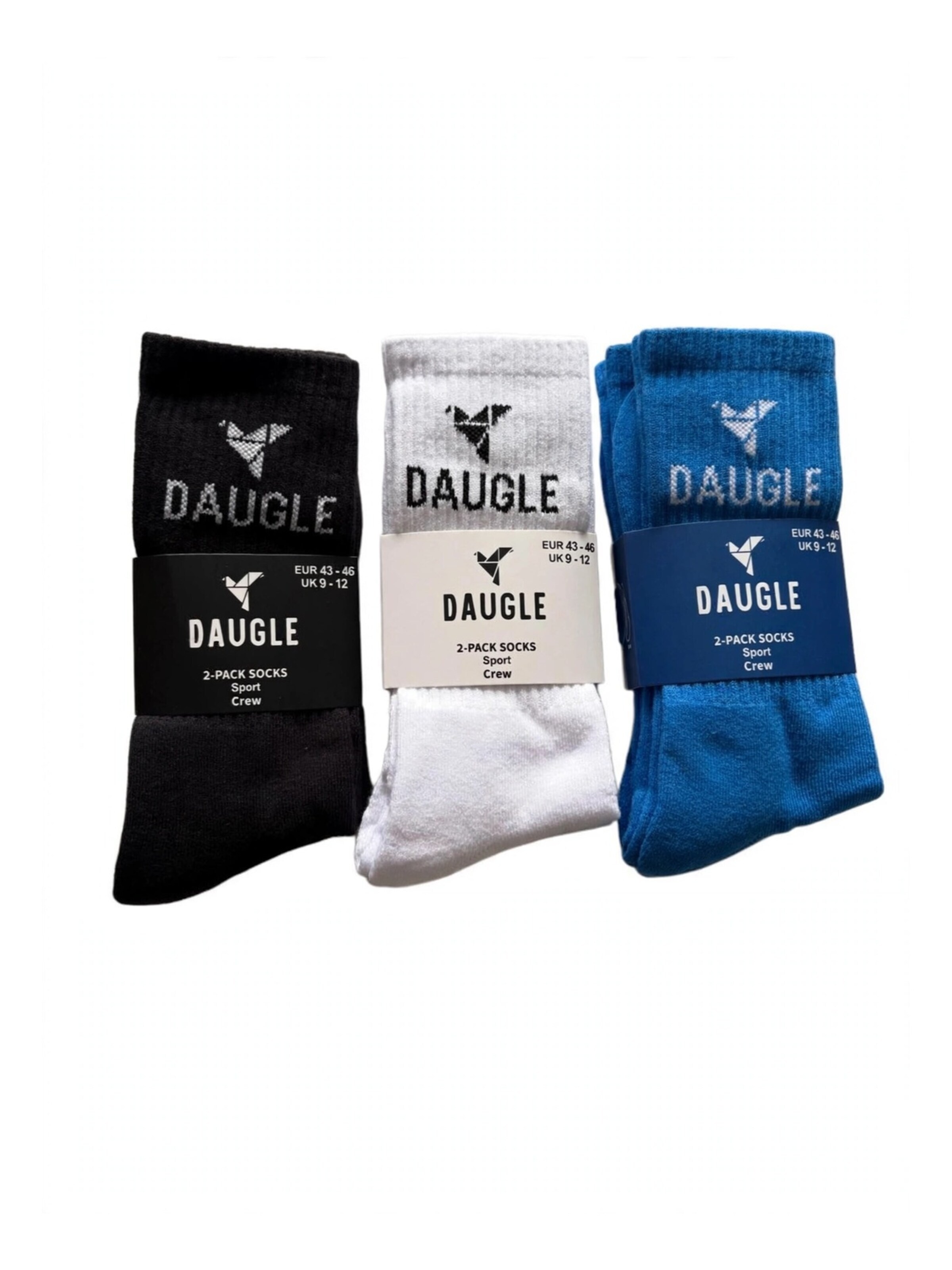 DAUGLE Sports socks 'Daugle Sport Socks 3-Pack (White, Blue, Black)' in Blue