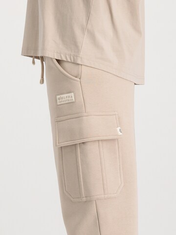 ALPHA INDUSTRIES Tapered Cargo trousers 'Organics' in Beige