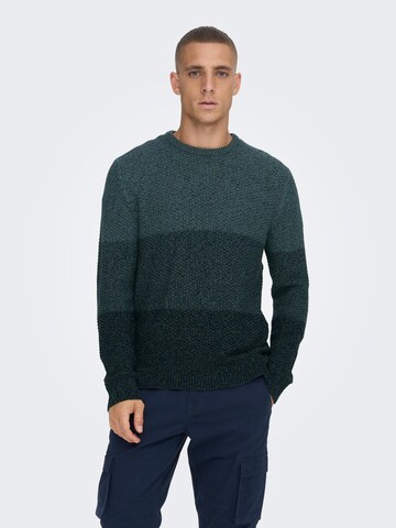 Only & Sons Sweater 'Tuck' in Blue: front