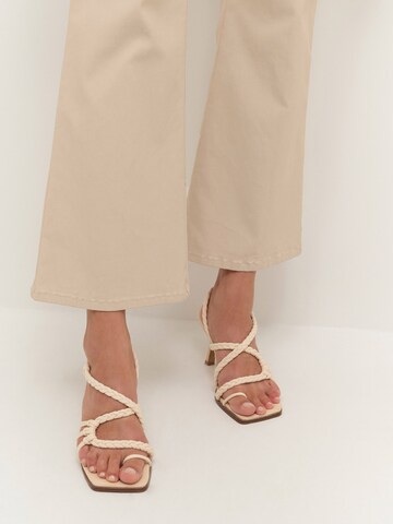 Cream Flared Pants 'Tania' in Beige