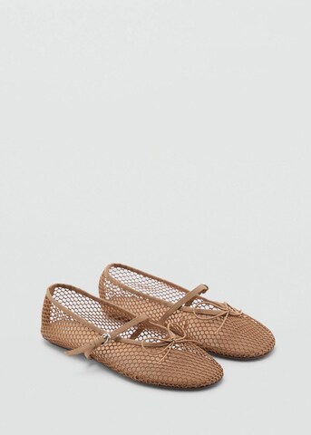 MANGO Ballet Flats 'Gala' in Beige